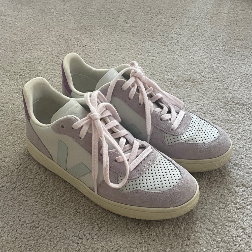 Veja Women's V-90 Pastel Purple/Blue and White Sneakers